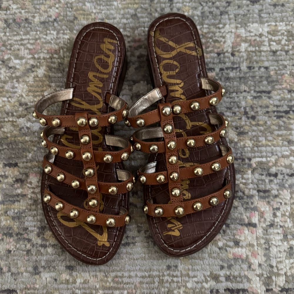 Sam Edelman Brown Studded Slide Sandals